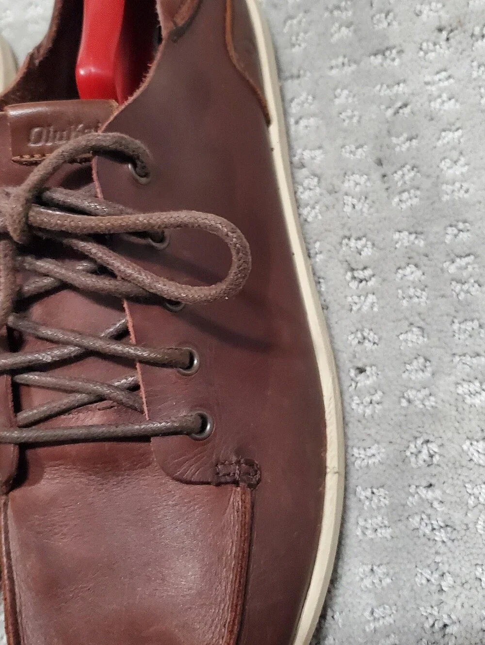 OluKai Nalukai 10378-SA20 Brown Leather Casual Sneaker Men Shoes Size 9 Lace Up